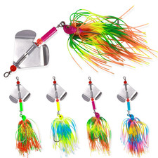 4PCS/Set Spinnerbait Blade Bait Rubber Skirt Buzzbait Fishing Lures Tackle 12g