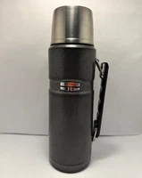 Thermos 1 Qt Gray Vacuum Flask Insulated Stainless Steel w/ Twist Lid & Handle