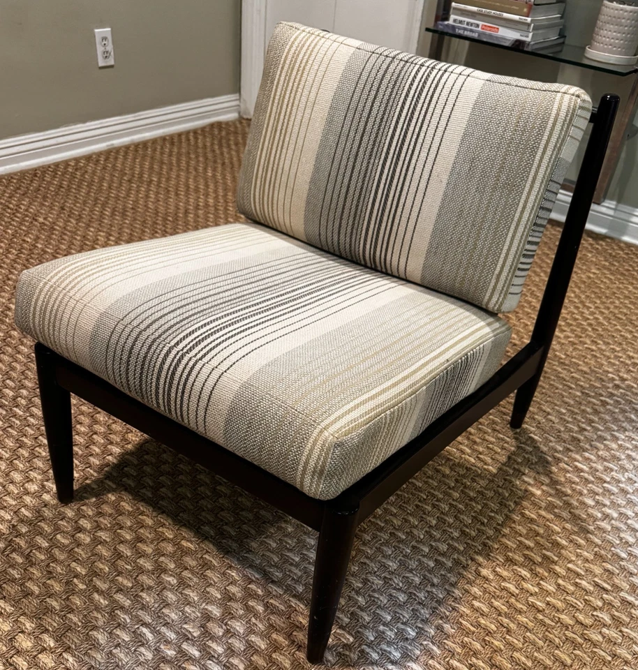 2 Mid Century Modern Slipper Chairs Beige Ivory Grey - West Hollywood Pickup - Image 4 of 4