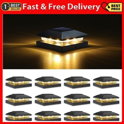 4X4 Solar Post Cap Light 12 Pack Solar Fence Post Lights Outdoor Waterproof NEW