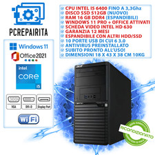 ACER PC COMPUTER DESKTOP FISSO I5 6GEN 16GB RAM 512 SSD WIN 11 RICONDIZIONATO
