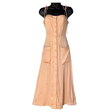 Urban Outfitters Twee Balletcore Button Front Midi Dress Peachy Strappy Dress