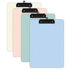 4 Pack Colored Clip Boards,Plastic Clipboards with Low Profile Metal Clip,Han...