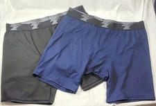 2 Telaleo Men's Base Layer Compression Athletic Boxer Shorts - Blue & Black XXL