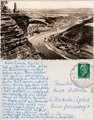 Porschdorf Bad Schandau view from Lilienstein, Saxony. Switzerland 1968