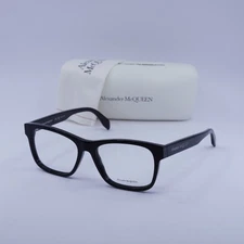 Alexander McQueen AM0307O 001 Shiny Black 55mm Eyeglasses New Authentic