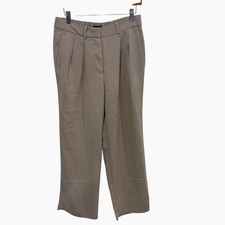 Quince Stretch Crepe Pleated Wide Leg Pants Beige Women's 8 Pockets High Rise
