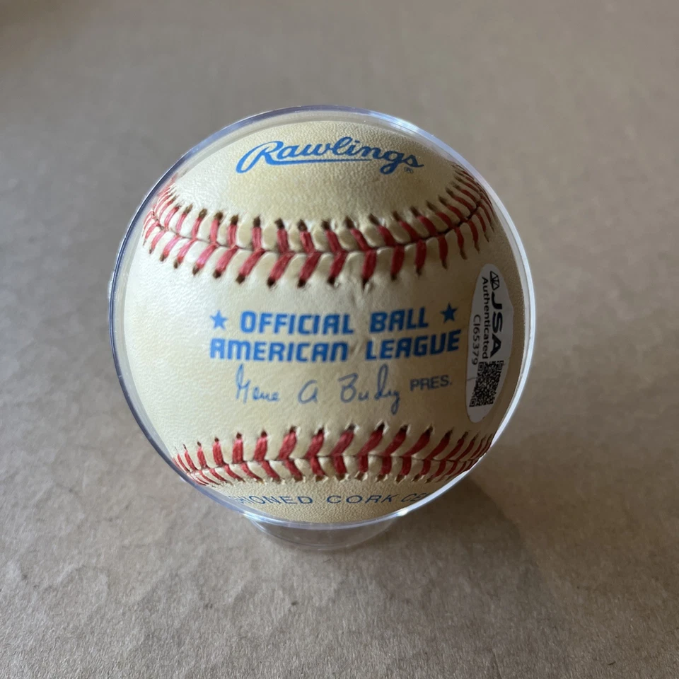 HANK BAUER SIGNED AMERICAN LEAGUE BASEBALL “7 W.S. CHAMPS” INSCRIPTION JSA MJR - Image 4 of 4