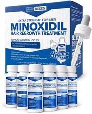 5% Minoxidil Liquid Hair Regrowth Treatment for Men Hair Loss - 6 Bottles