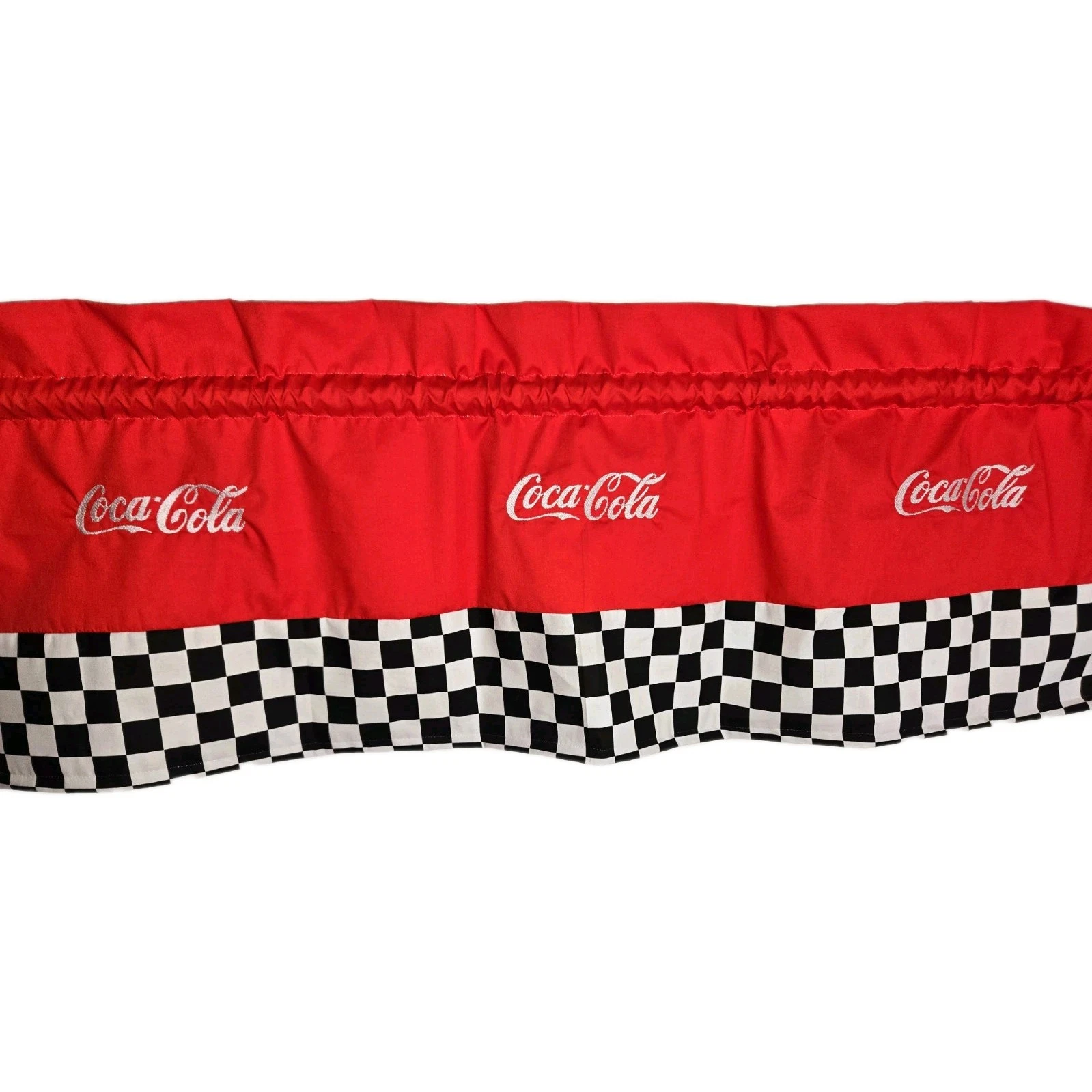 CUSTOM LINED VALANCE 42 X 15 RETRO DINER COCA COLA COKE SODA DRINK CURTAIN