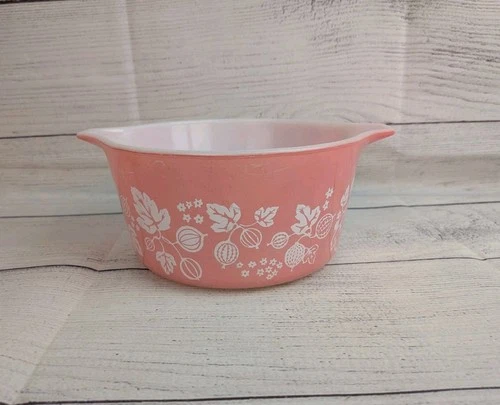 Vintage Pink Pyrex 473 Gooseberry 1 Qt Casserole Bowl Dish Significant Ware