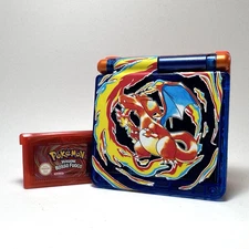 Nintendo Game Boy Advance SP Charizard Restored Console + Custom Pokemon Game