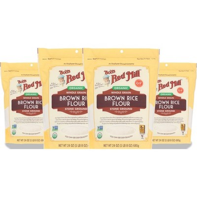 Organic Brown Rice Flour Bobs Red Mill Stone Ground 24 Oz 4 Pack