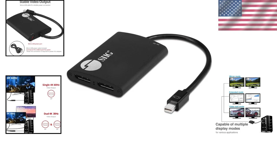 2-Port Mini DisplayPort Splitter for Dual Monitors - Image 2 of 4