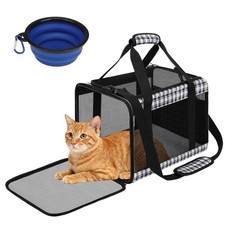 Soft Sided Cat Carrier for Large Cats Up to 20 Lbs, Collapsible Cat Bag Airli...