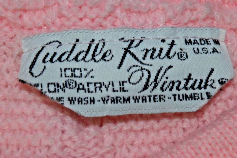 Cárdigan Suéter Vintage Tejido Wintuk Talla M Años 60 Polvo Rosa Hecho en EE. UU. Foto 3 de 4