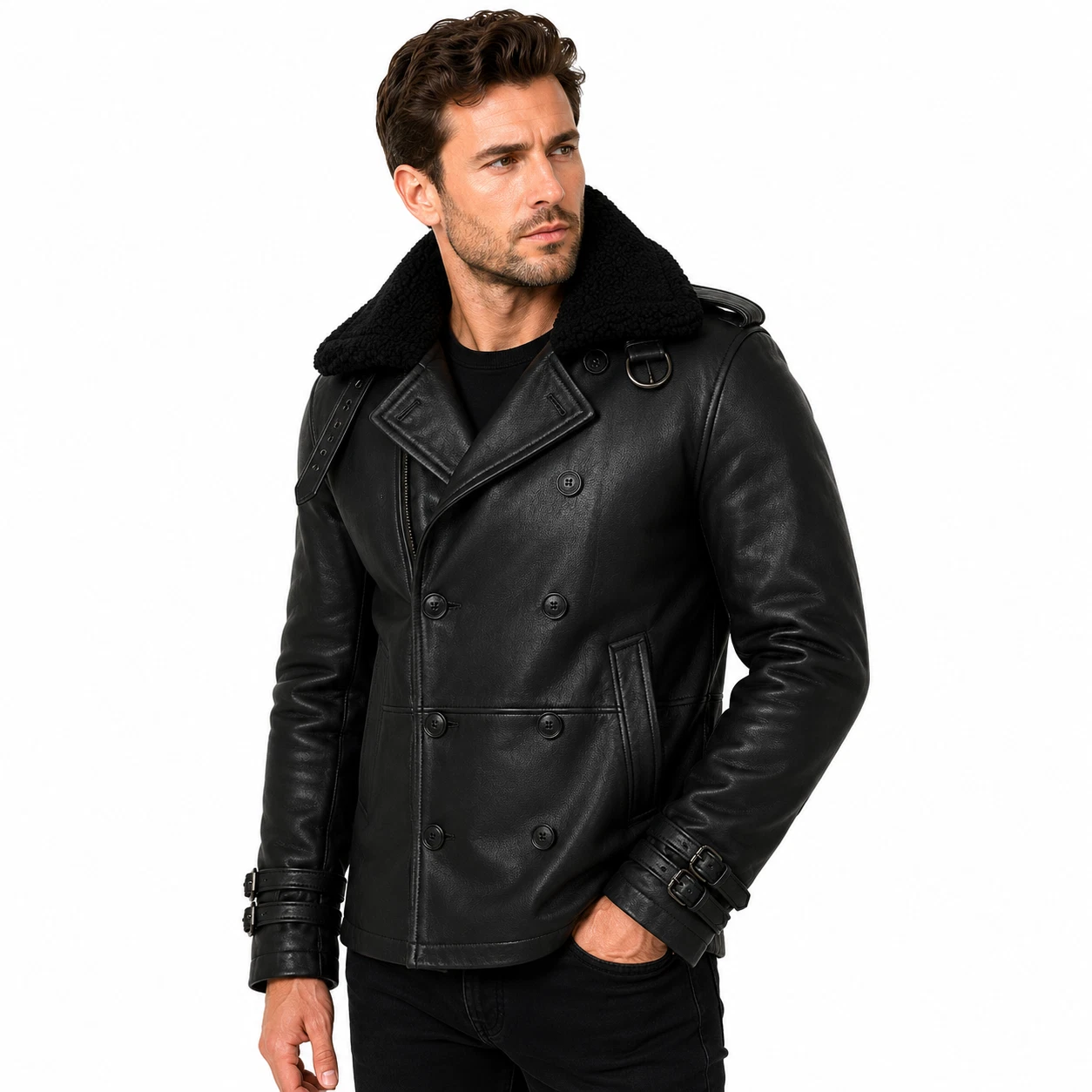 Resident Evil 9 Requiem Leon Kennedy Black Leather Jacket Soft Sheepskin image 2