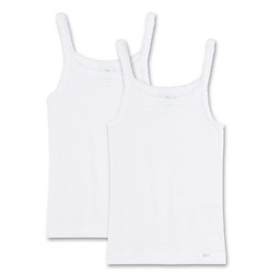 Sanetta Girls Undershirt 2 Pack - Sleeveless Shirt, Top, Basic, White