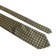 Vintage Yellow Blue Geometric Pattern Necktie Mens Tie Office Dad Gift Church