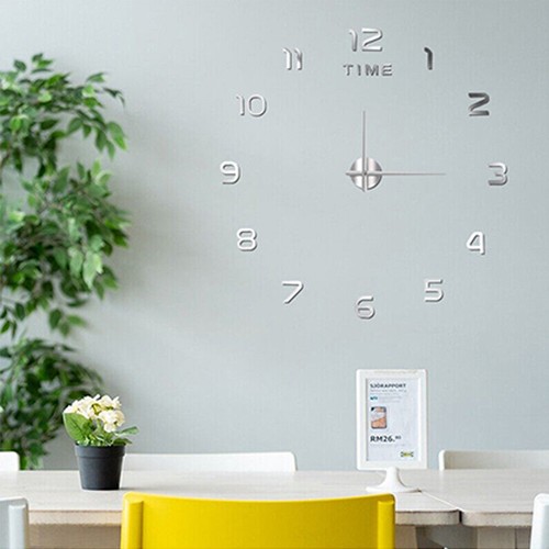 3D Large Wall Clock Mirror Surface Modern DIY Sticker Office Home Shop Art Decor - Picture 8 of 15