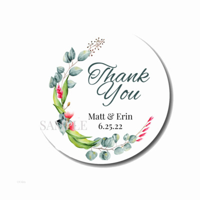 Thank You Floral Wedding Favors Eucalyptus Greenery Bridal Shower Favor Labels