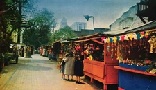 Olvera Street Market Place Of Mexican Curios Los Angeles CA 60s Vintage Postcard
