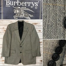 Burberrys Men's 42 Black herringbone Windowpane 2 Button Blazer Jacket Vintage