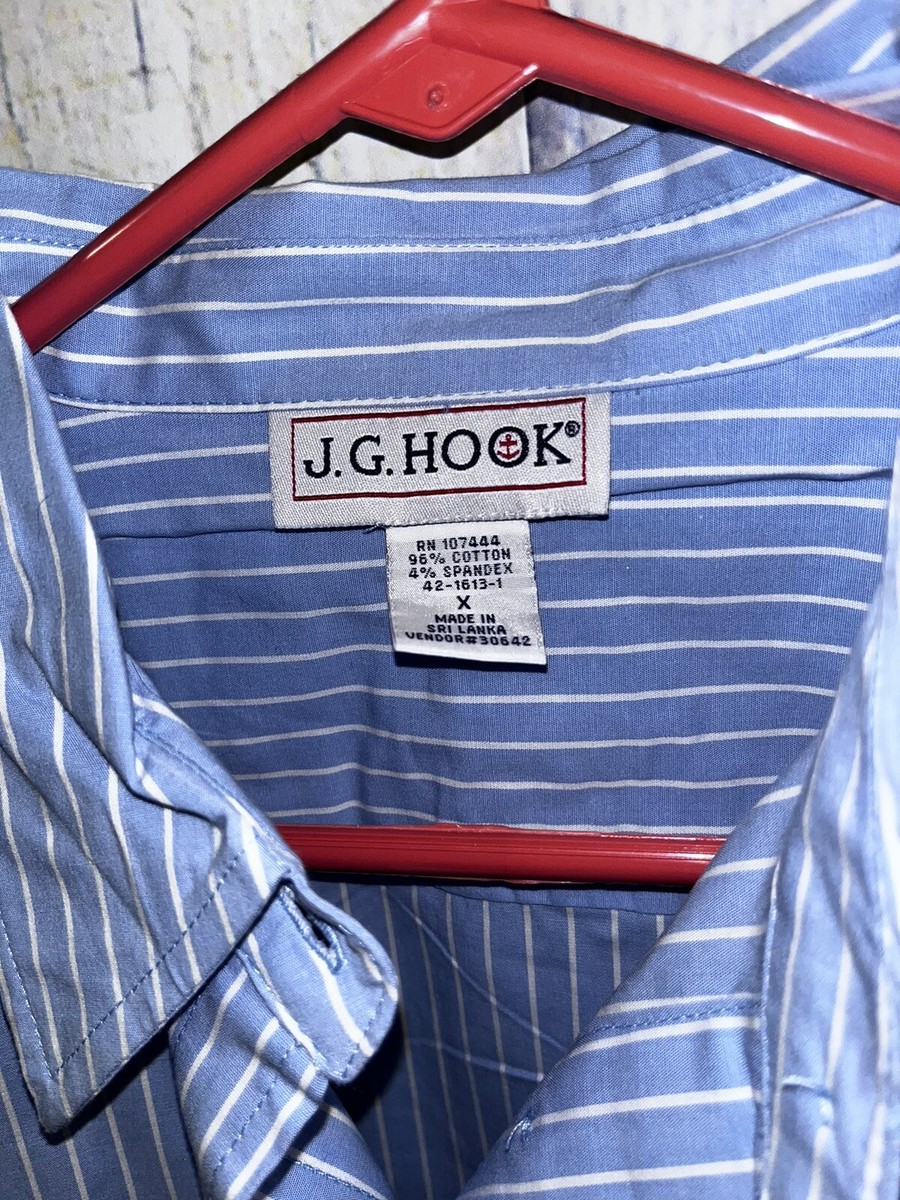 NWOT J.G. Hook Blue/White Stripe Dress Shirt Cotton/Spandex sz X