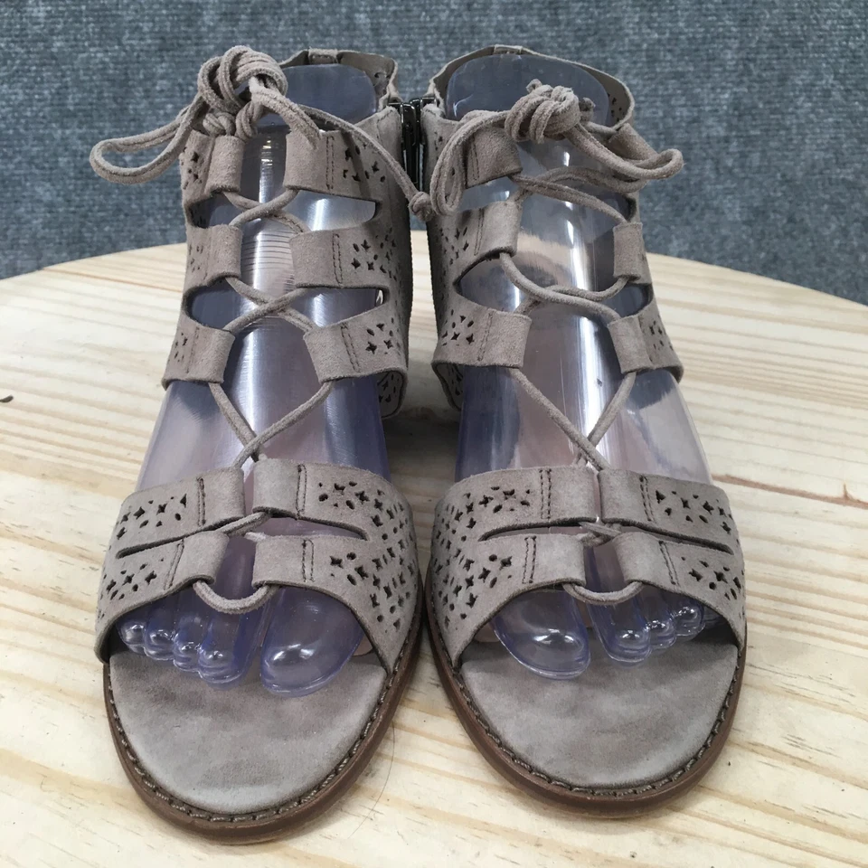 Vince Camuto Sandals Womens 6.5 M Retana Gladiator Beige Leather Lace Up Zip - Image 4 of 4