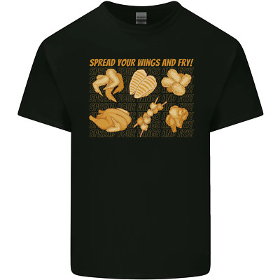Spread Your Wings & Fry lustiges Huhn BBQ Herren Baumwolle T-Shirt Tee Top