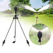Automatic Rotating Sprinkler W/Tripod 360-Degree Watering Nozzle Garden Tool