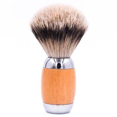 Taconic Shave Wood & Chrome Handle Handmade Silvertip Badger Shave Brush & Stand