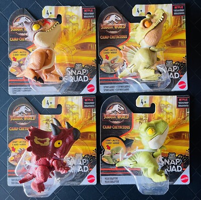 Mattel Jurassic World Camp Cretaceous Netflix Snap Squad Velociraptor - Set Of 4