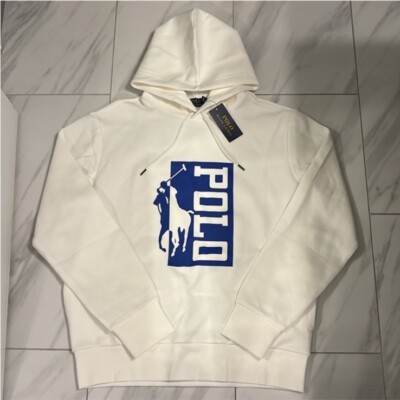 Polo Ralph Lauren Big and Tall Men's Double Knit Pony Hoodie White