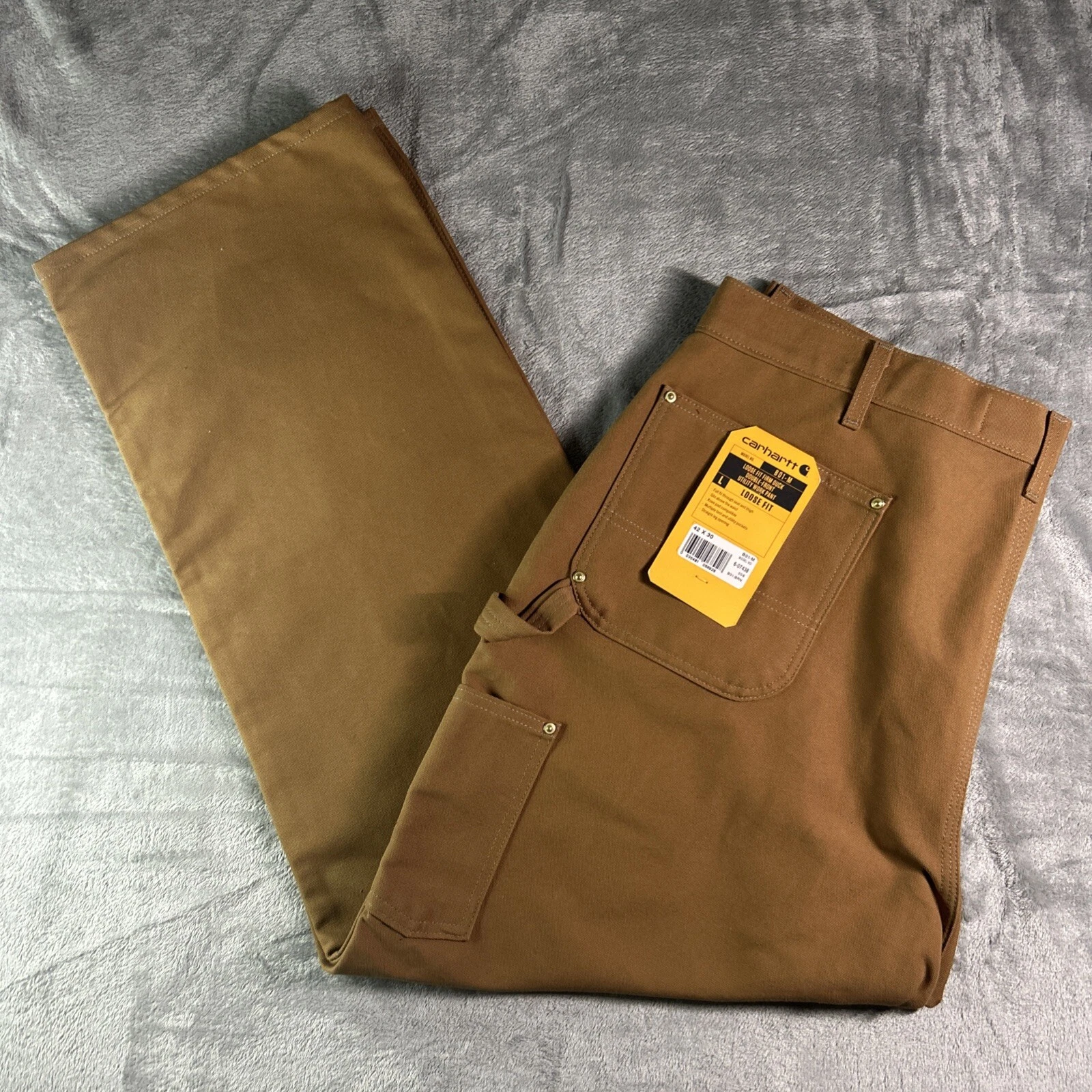 NWT Carhartt 42x30 Brown Duck Double Knee Work Pants Jeans B01-M