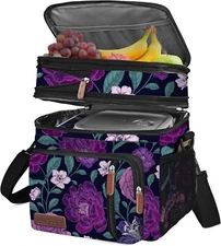 Lunch Bag for Women Men Double Deck Lunch Box - Leakproof Insulated Soft