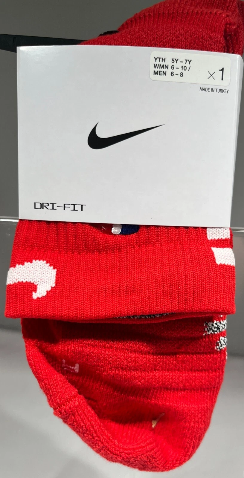 Nike NBA Authentics Ankle Socks - Red/White - MEDIUM (Men Size 6-8) - PSK649-657