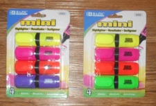 Bazic Two Packs Of 4 Each Colored Highlighters