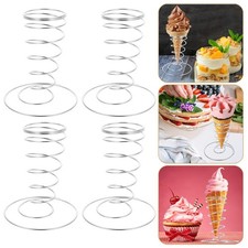 4 Pcs Ice Cream Cone Holders Stainless Steel Cone Stand for Food Stalls
