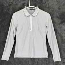 G/FORE Womens Long Sleeve Golf Polo Shirt Gray Quarter Zip Size S