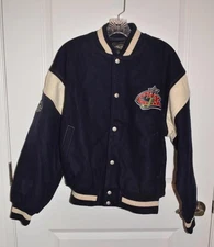 Columbus Blue Jacket Hockey Jacket Bomber NWOT s/p Navy vintage look Edwards