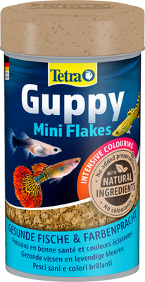 Tetra Guppy Mini Flakes - Flockenfutter für Guppys Fischfutter Miniflocken 100ml
