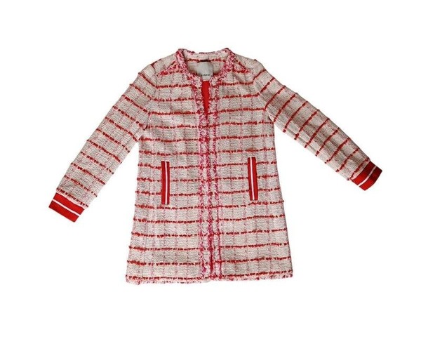 Women Pinko Jacket White Tweed 36