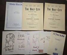 10 Pc Vintage Sheet Music Bundle Lot Sacred Songs Christian 1940-1950s