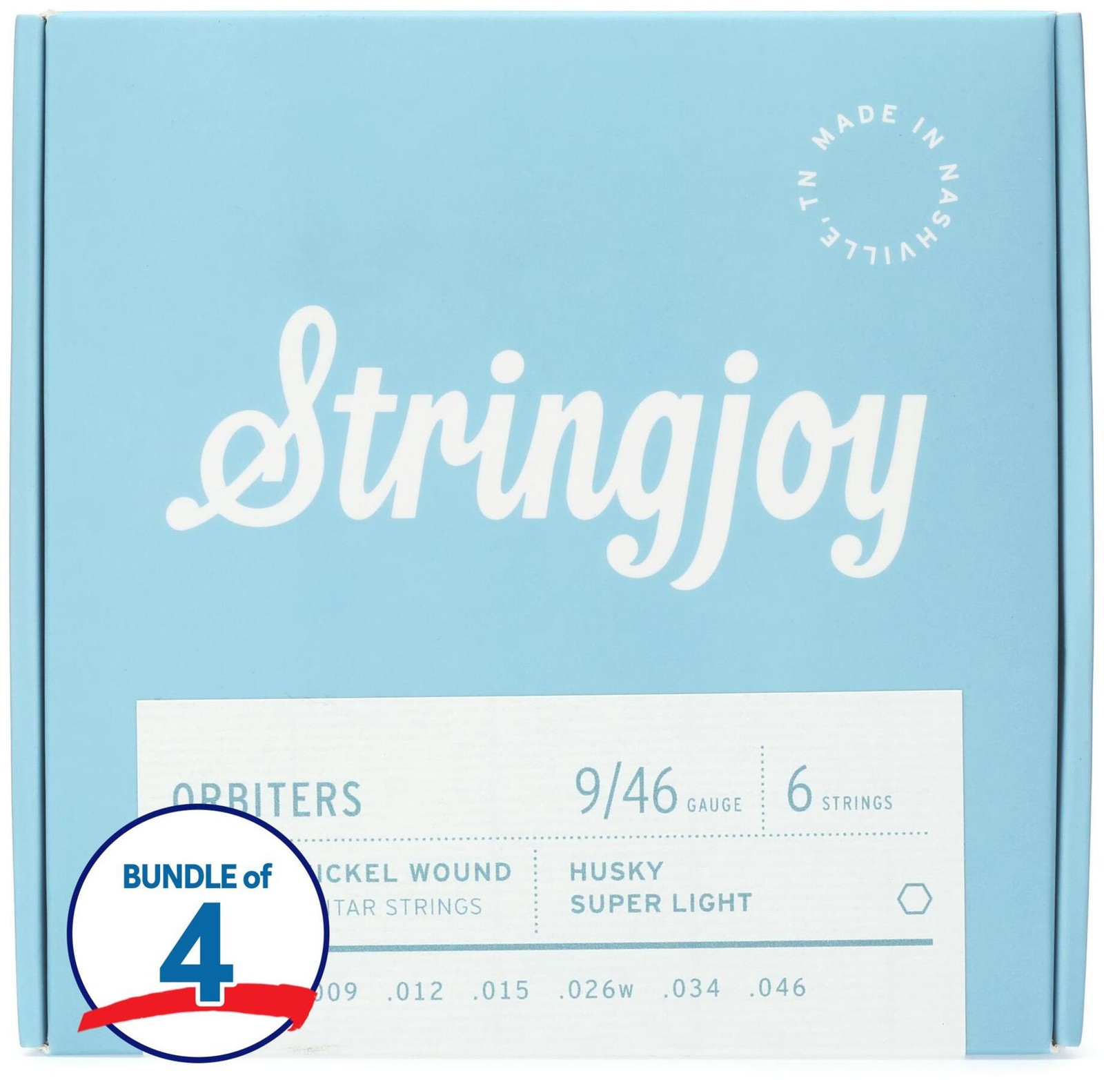 Струны для электрогитары Stringjoy Orbiters Husky с никелевым покрытием и обмоткой 4 упаковки - 10490₽