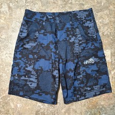 AFTCO Fishing Shorts Mens 32 Blue Camo Performance Cargo UPF Stretch
