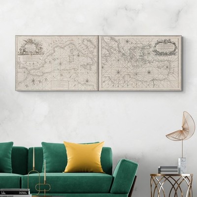 1746 Mediterranean Sea Chart   Maritime Routes, Ports & Naval Power Map