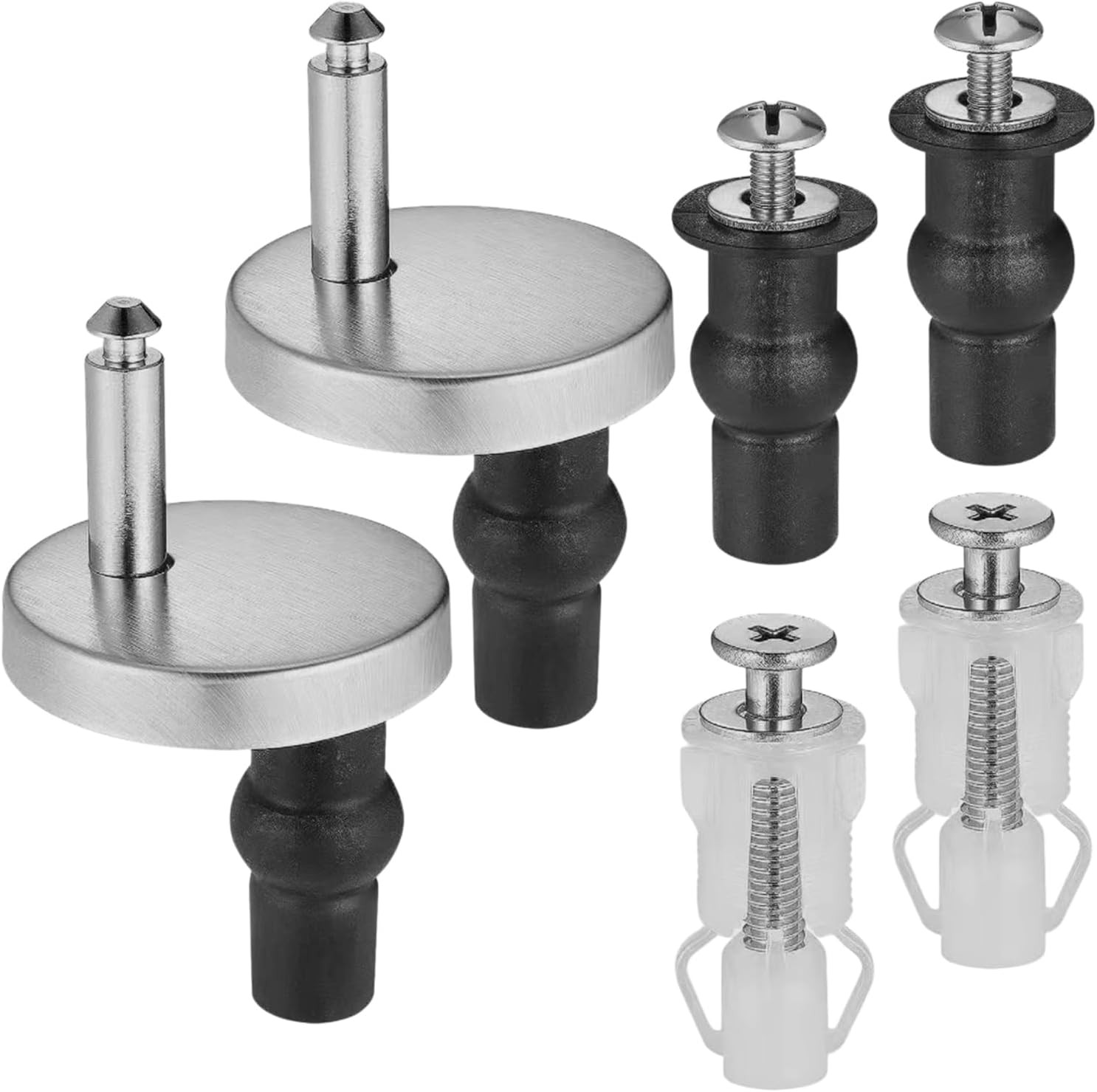 6Pcs Toilet Seat Bolts Universal WC Replacement Hinges with Expanding Rubber Scr