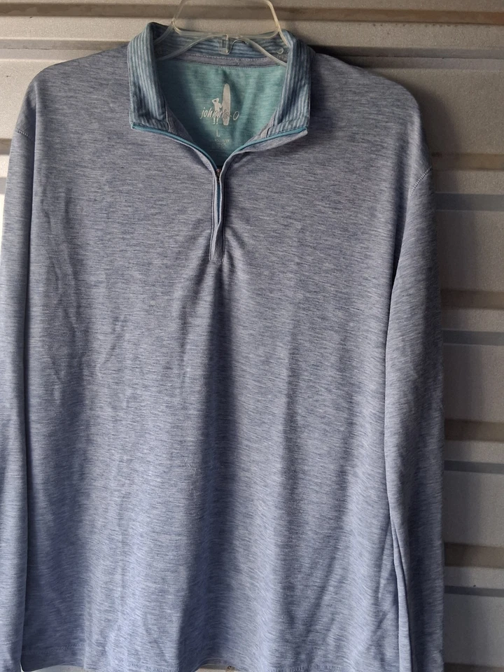 Chaqueta Johnnie O Para Hombre Manga Larga Grande Azul Gris Cuarto Cremallera Sudadera Golf Foto 3 de 4