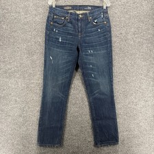 J Crew Jeans Womens 26 Blue Broken Boyfriend Mid Rise Distressed Denim Casual